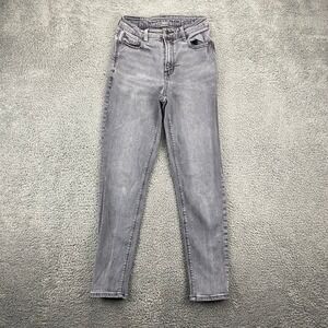 American Eagle Womens Stretch Mom Jeans Gray Wash‎ Size 0 High Rise